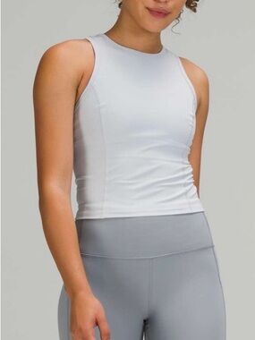 LULULEMON Starlight Gray Nulux Racerback Cropped Run Tank Active Gym Top Size 4